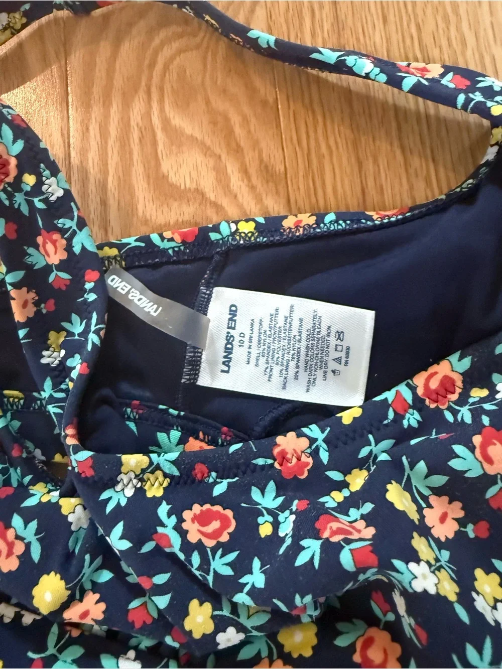 Lands' End Navy Ditsy Floral Two-Piece Swim Set - Picture 5 of 5